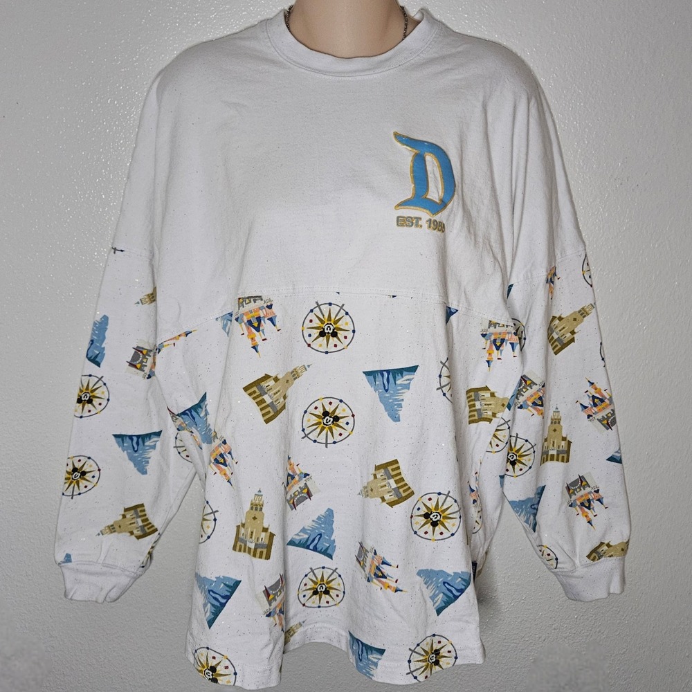 Disneyland Resort Spirit Jersey White Graphic Sweatshirt‎ Top Unisex
